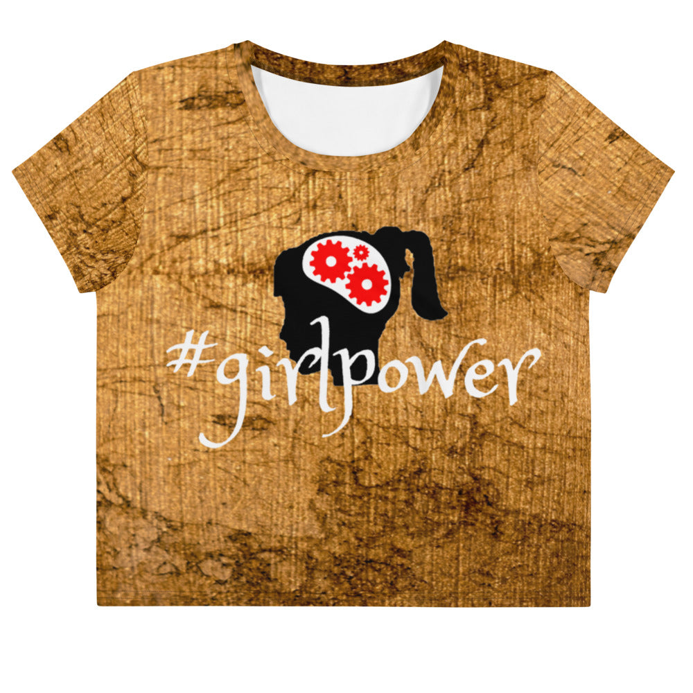 Army Green #girlpower Cropped Tees. Girls' Hashtag Art Crop Top. WickedYo.